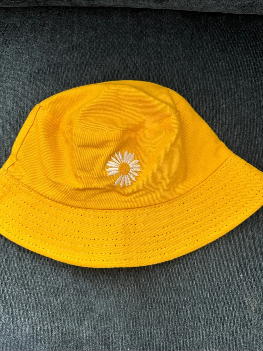 Yellow Daisy Embroidered Kids Bucket Hat